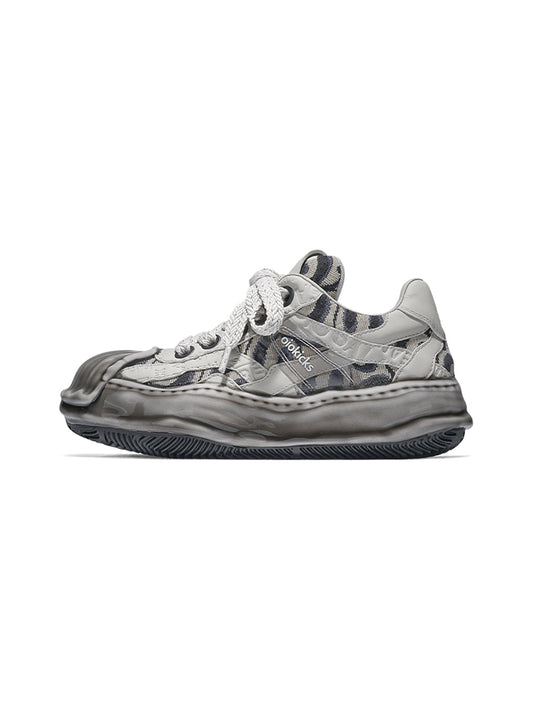 Distressed Shell-Toe Leather Skate Sneakers