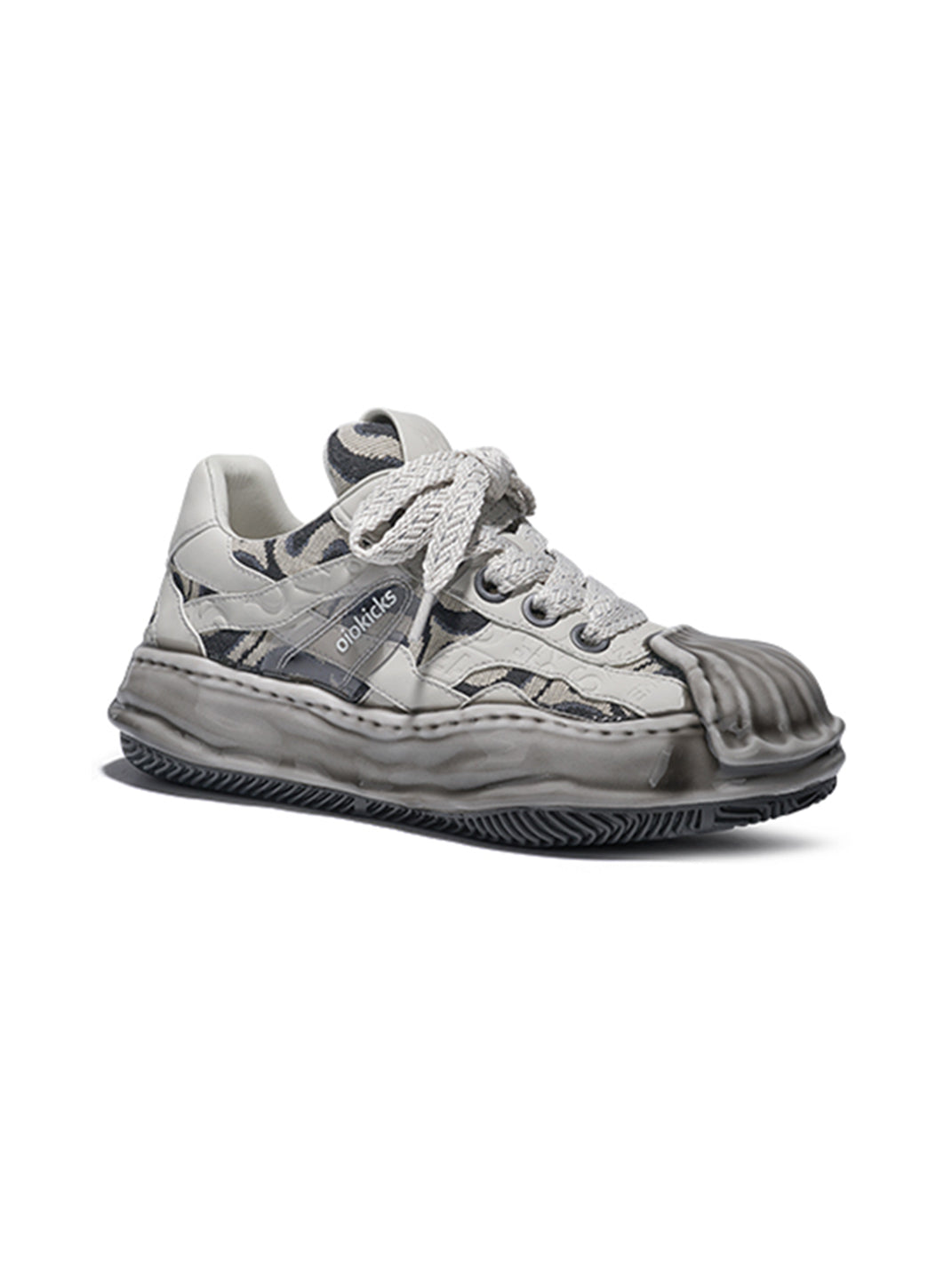 Distressed Shell-Toe Leather Skate Sneakers