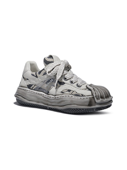 Distressed Shell-Toe Leather Skate Sneakers