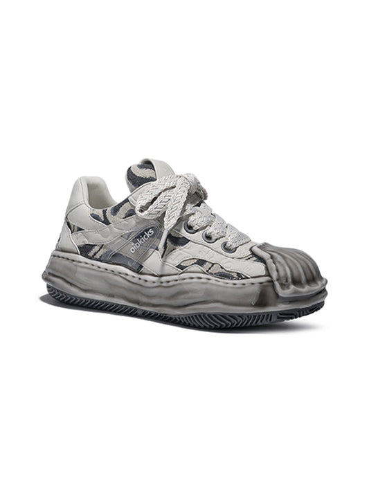 Distressed Shell-Toe Leather Skate Sneakers