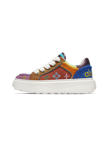Embossed Multicolor Platform Skate Sneakers