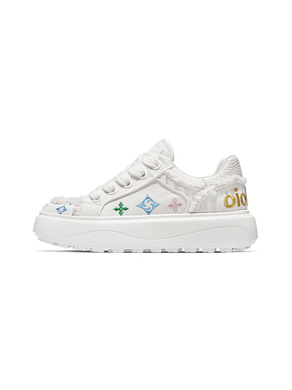 Embossed Multicolor Platform Skate Sneakers