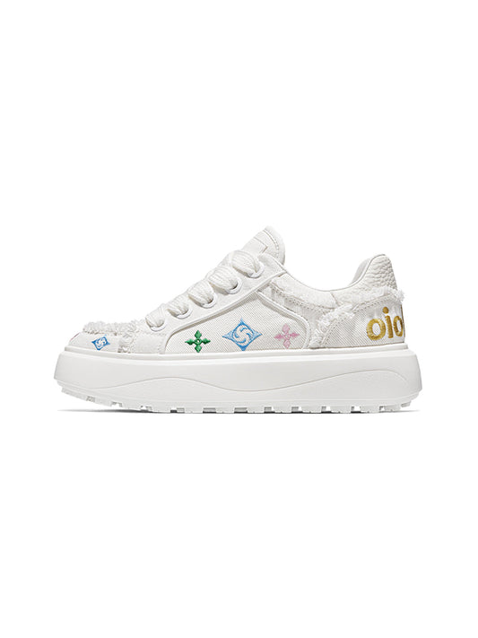 Embossed Multicolor Platform Skate Sneakers