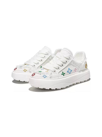 Embossed Multicolor Platform Skate Sneakers