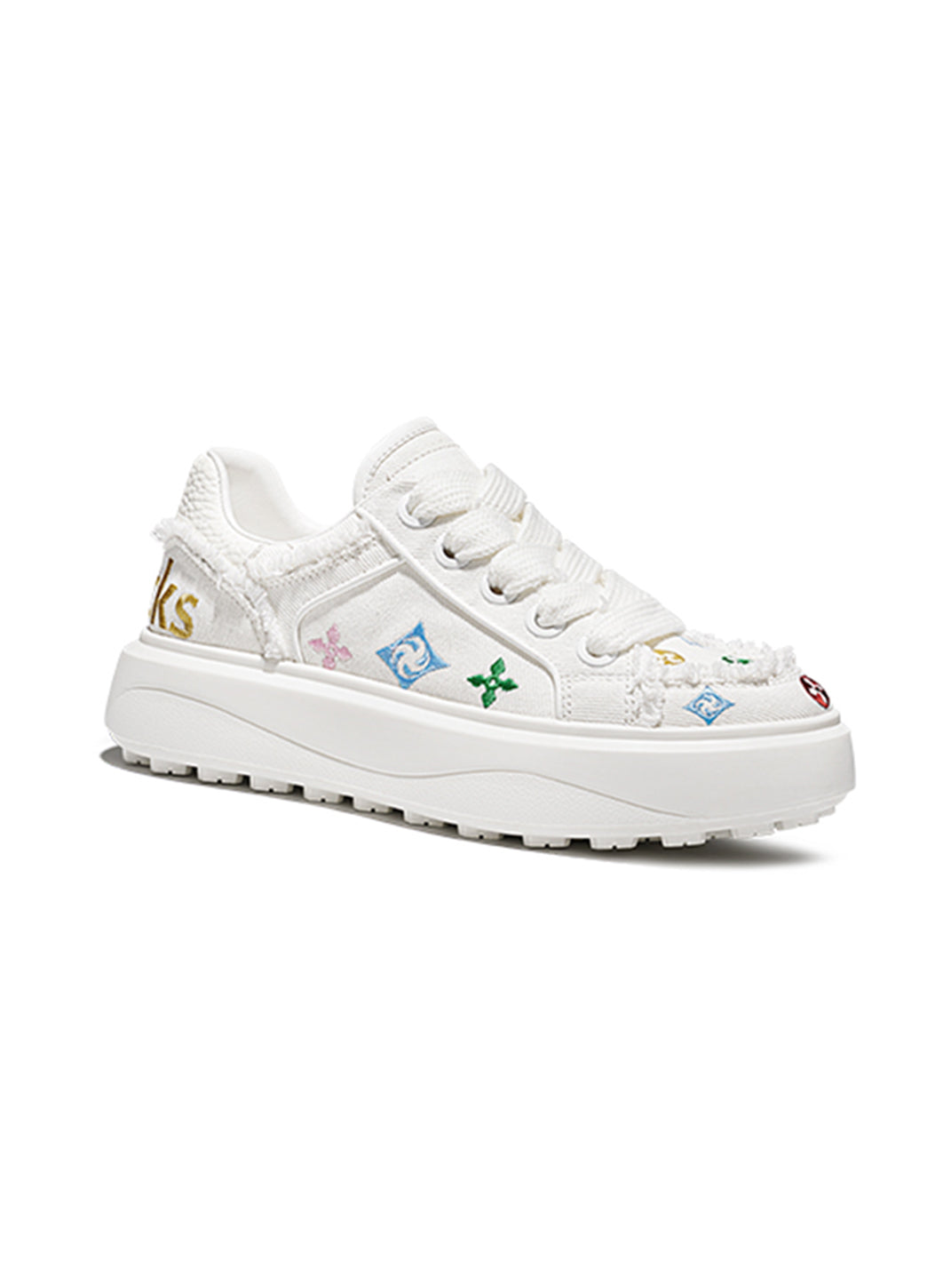 Embossed Multicolor Platform Skate Sneakers