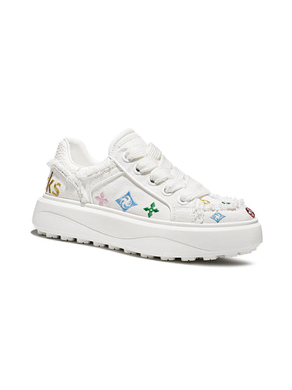 Embossed Multicolor Platform Skate Sneakers