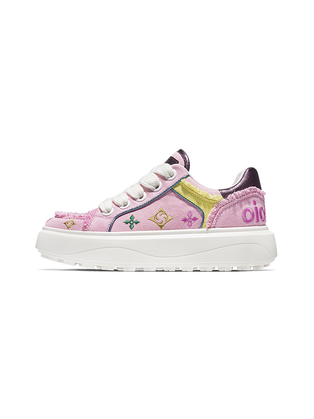 Embossed Multicolor Platform Skate Sneakers