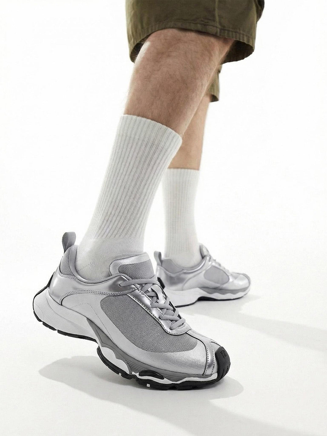 Metallic Split-Toe Technical Runner Sneakers