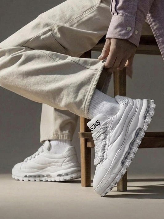 Ripple-Sole Leather Trail Runner Sneakers