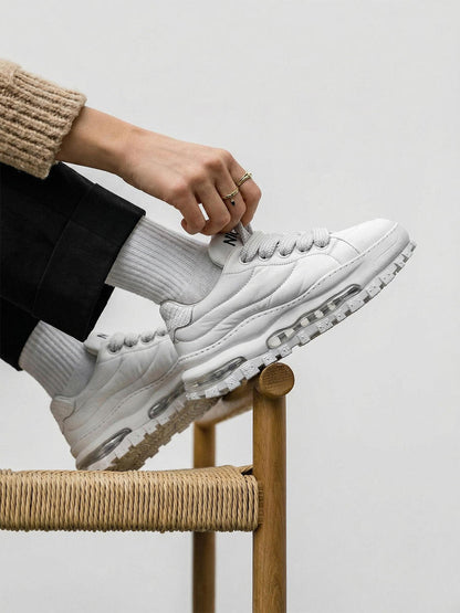 Ripple-Sole Leather Trail Runner Sneakers