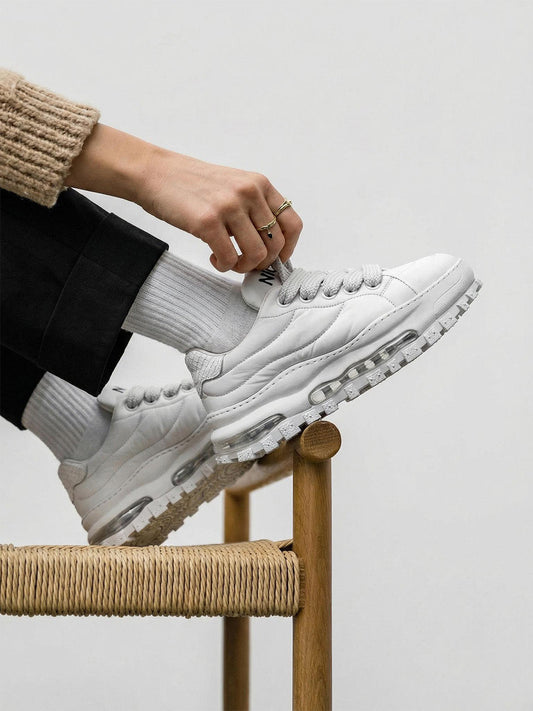 Ripple-Sole Leather Trail Runner Sneakers
