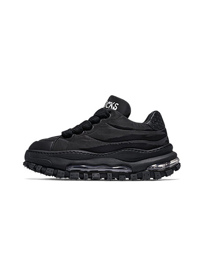 Ripple-Sole Leather Trail Runner Sneakers