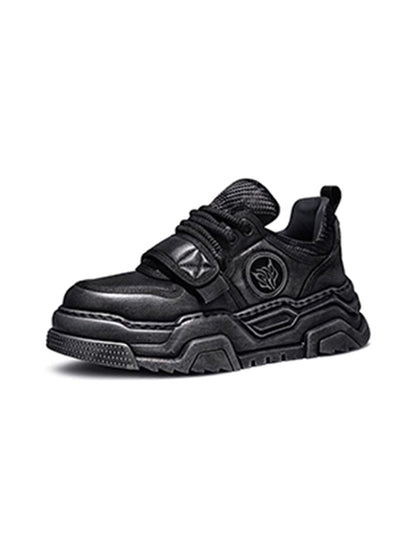 Ripple-Sole Leather Trail Runner Sneakers