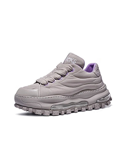 Ripple-Sole Leather Trail Runner Sneakers