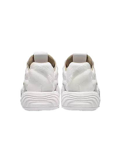 Wavy-Sole Leather Platform Skate Sneakers