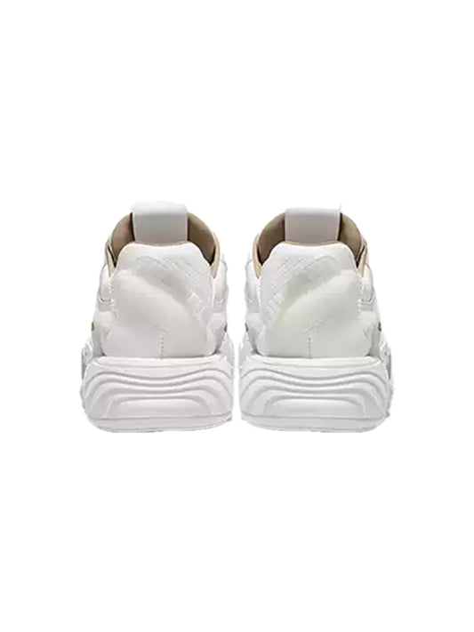 Wavy-Sole Leather Platform Skate Sneakers