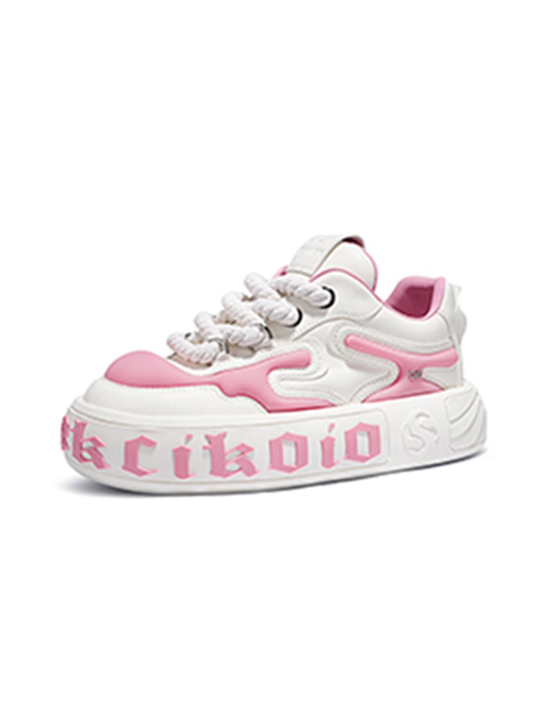 Wavy-Sole Leather Platform Skate Sneakers