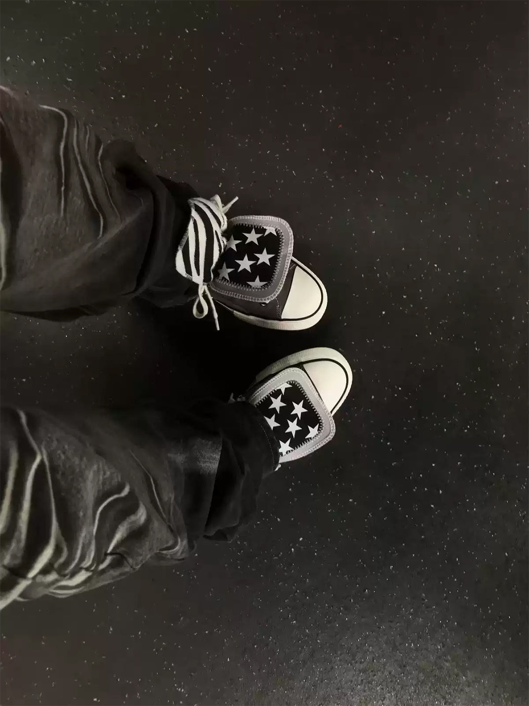 Zebra-Lined Rivet High-Top Canvas Sneakers