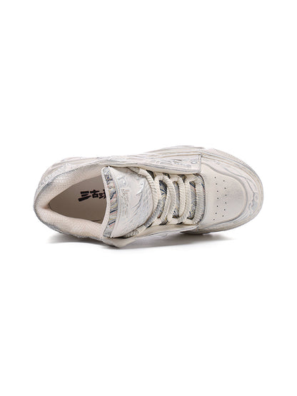 White Dragon Relief Platform Sneakers