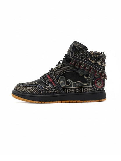 Gilded Mythic Armor High-Top Sneakers