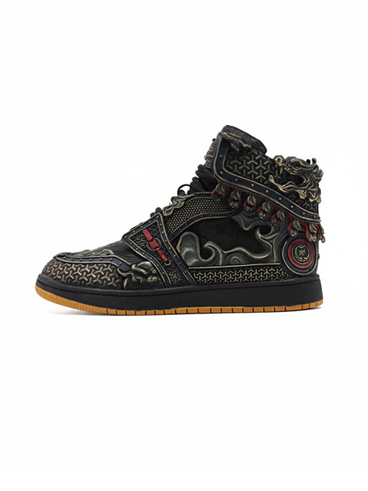 Gilded Mythic Armor High-Top Sneakers