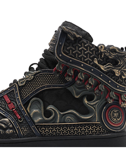 Gilded Mythic Armor High-Top Sneakers