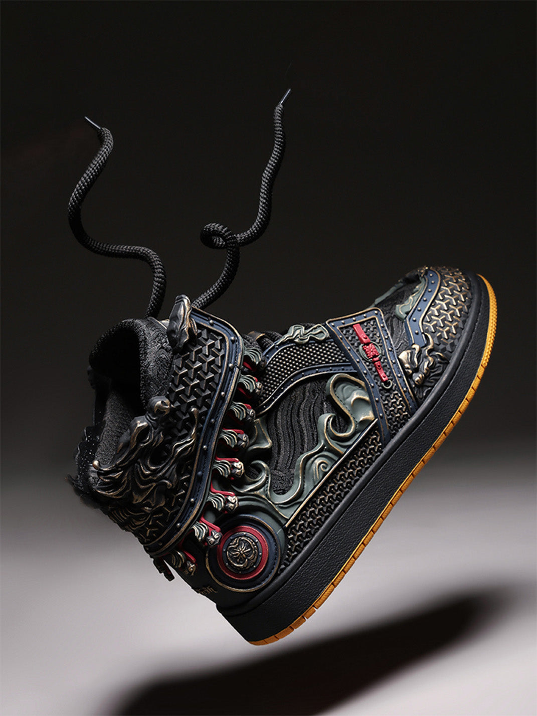 Gilded Mythic Armor High-Top Sneakers