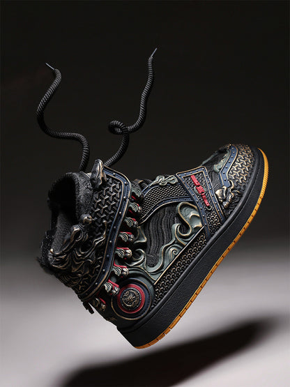 Gilded Mythic Armor High-Top Sneakers