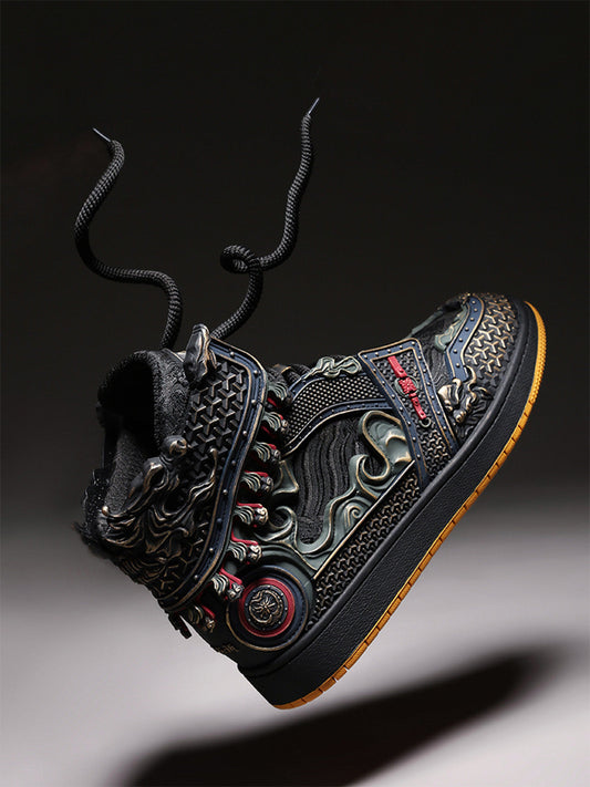 Gilded Mythic Armor High-Top Sneakers