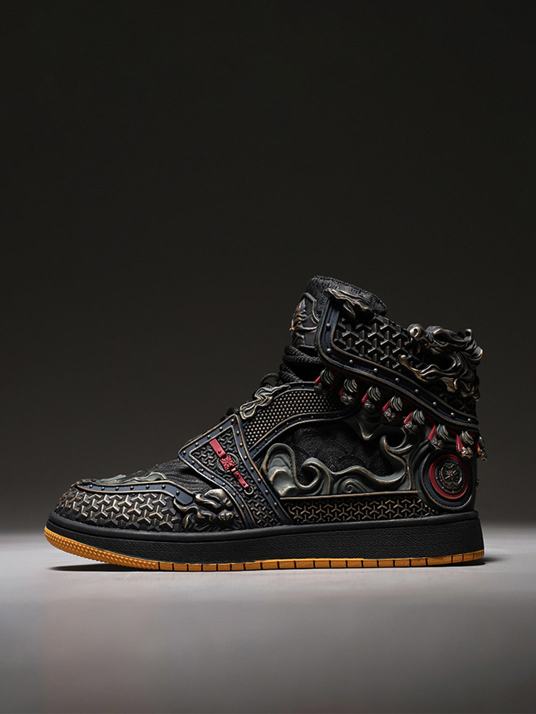 Gilded Mythic Armor High-Top Sneakers