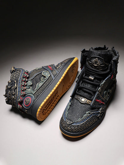 Gilded Mythic Armor High-Top Sneakers