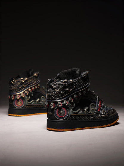 Gilded Mythic Armor High-Top Sneakers