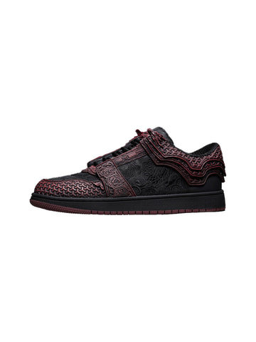 Crimson Jin Yi Wei Embossed Low-Top Sneakers