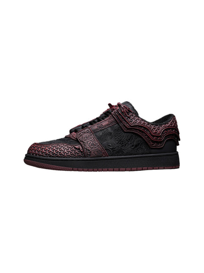 Crimson Jin Yi Wei Embossed Low-Top Sneakers