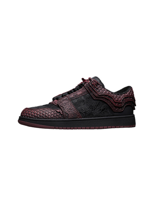 Crimson Jin Yi Wei Embossed Low-Top Sneakers