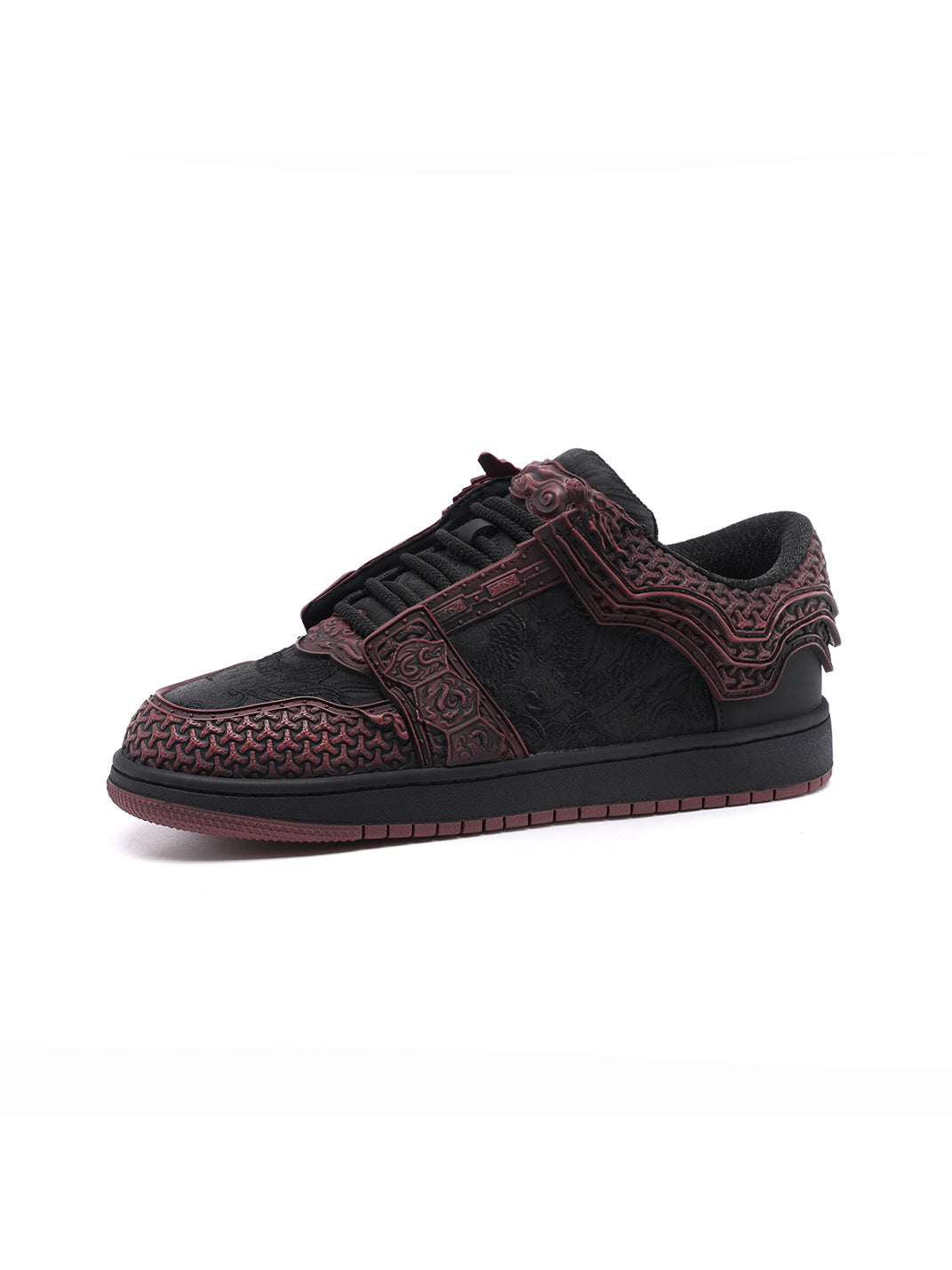 Crimson Jin Yi Wei Embossed Low-Top Sneakers