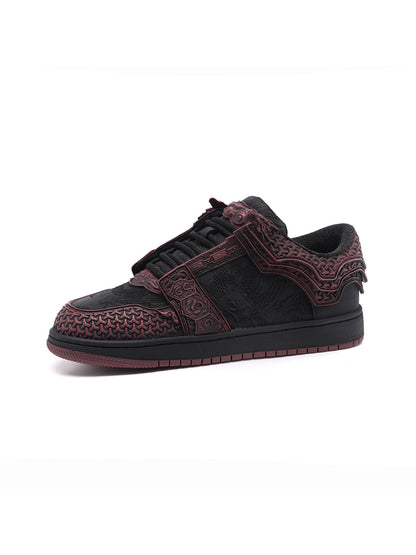 Crimson Jin Yi Wei Embossed Low-Top Sneakers