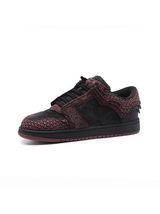 Crimson Jin Yi Wei Embossed Low-Top Sneakers