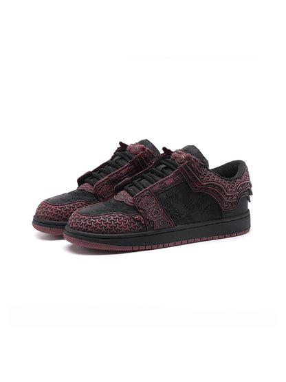 Crimson Jin Yi Wei Embossed Low-Top Sneakers
