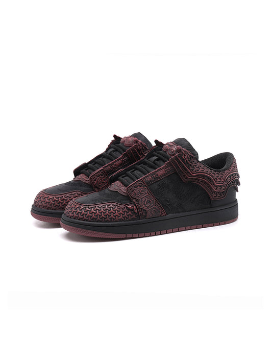 Crimson Jin Yi Wei Embossed Low-Top Sneakers