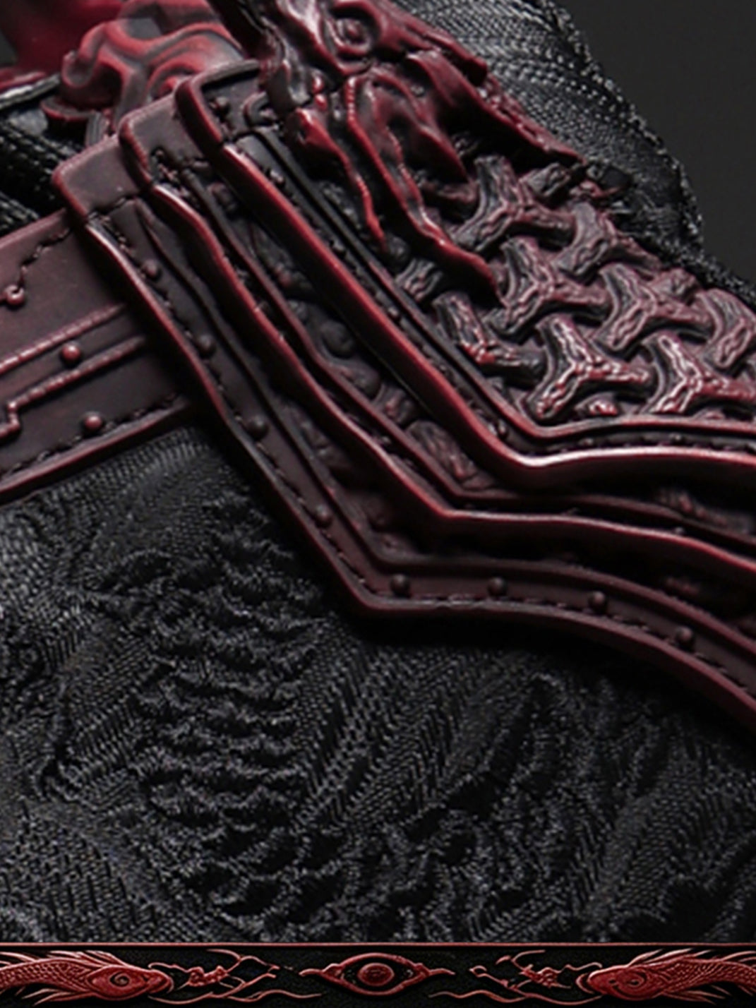 Crimson Jin Yi Wei Embossed Low-Top Sneakers