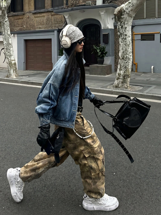 Distressed White Tai Chi Panda Platform Sneakers