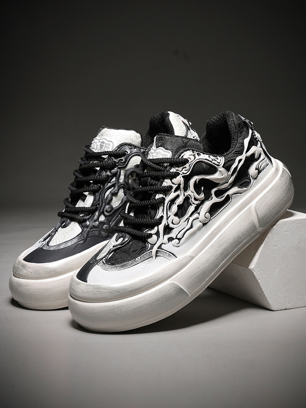 Black White Tai Chi Panda Platform Sneakers