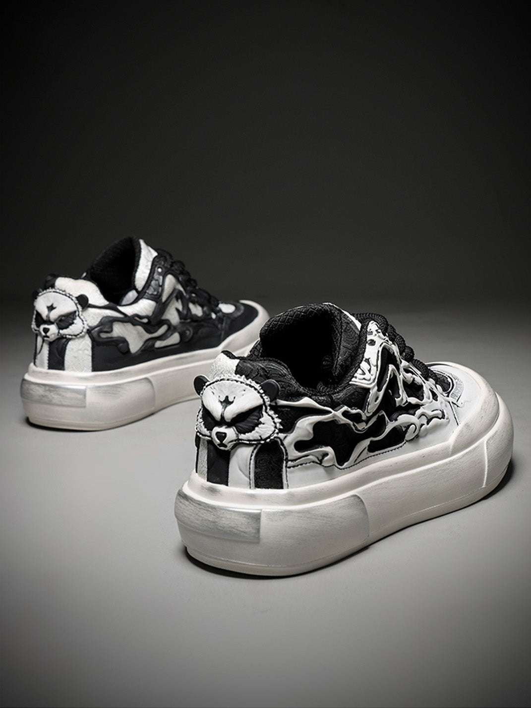 Black White Tai Chi Panda Platform Sneakers