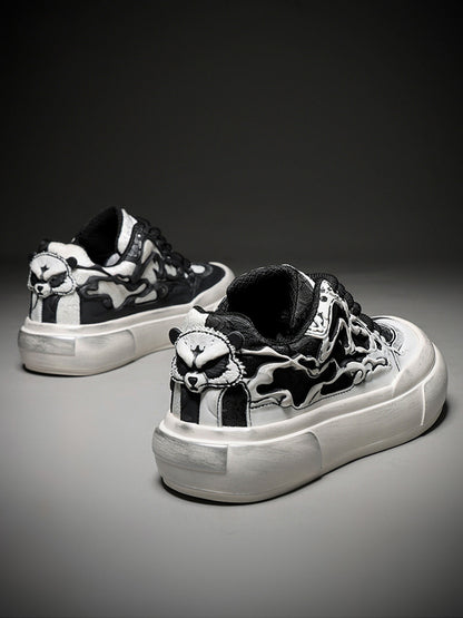 Black White Tai Chi Panda Platform Sneakers