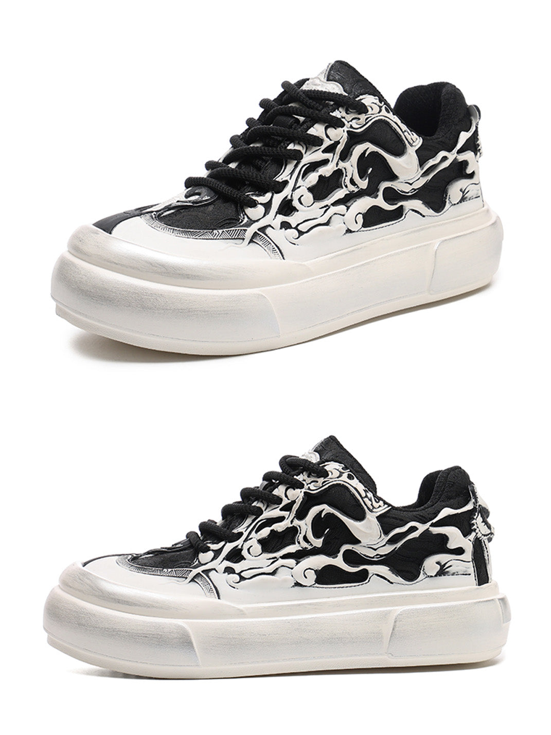 Black White Tai Chi Panda Platform Sneakers