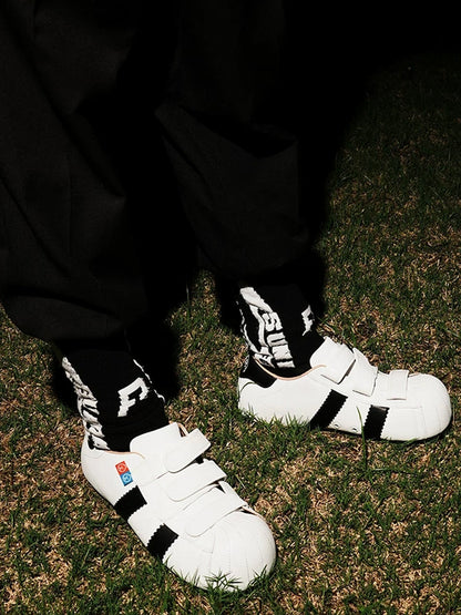 Shell-Toe Strap Sneakers With Hidden Lift