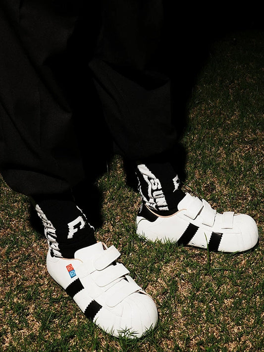 Shell-Toe Strap Sneakers With Hidden Lift
