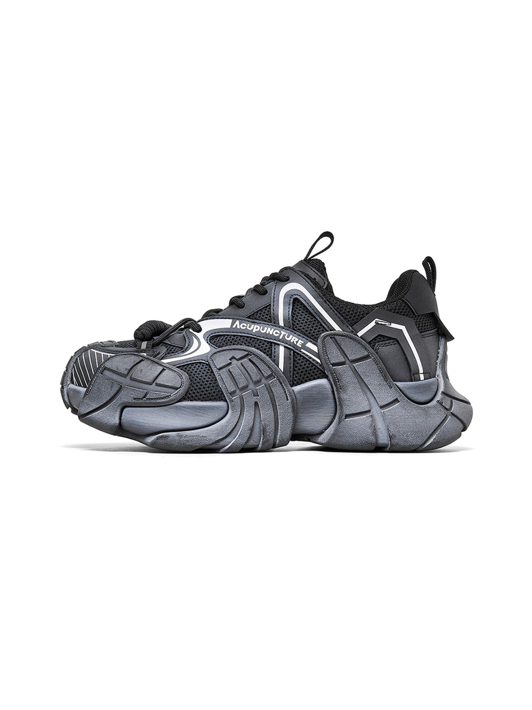 Silver Cage-Panel Platform Sneakers