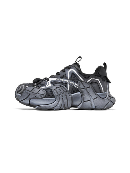 Silver Cage-Panel Platform Sneakers